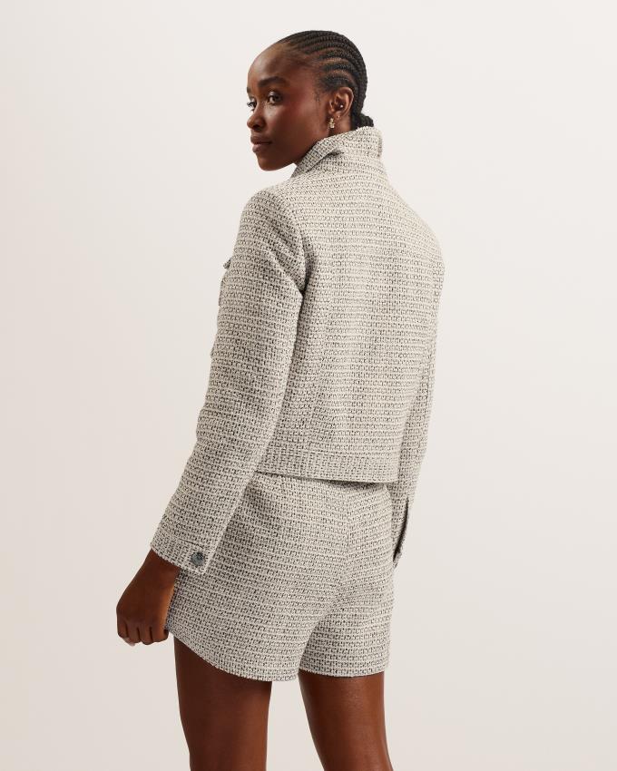 Veste Ted Baker Boxy Fit Cropped Boucle Blanche Femme | GAD-56029929